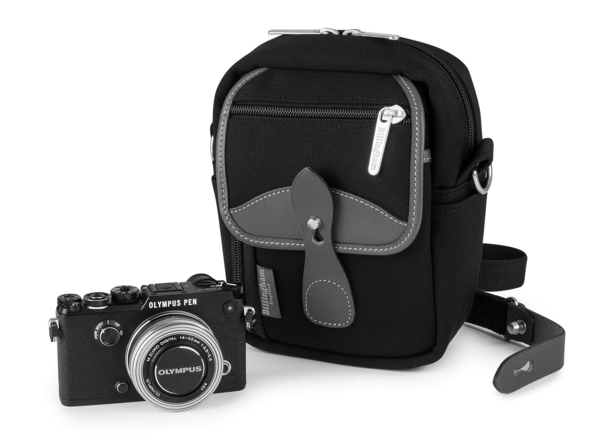 Billingham Compact Stowaway - Black FibreNyte / Red Leather-Camera Bags-Kudos Cameras