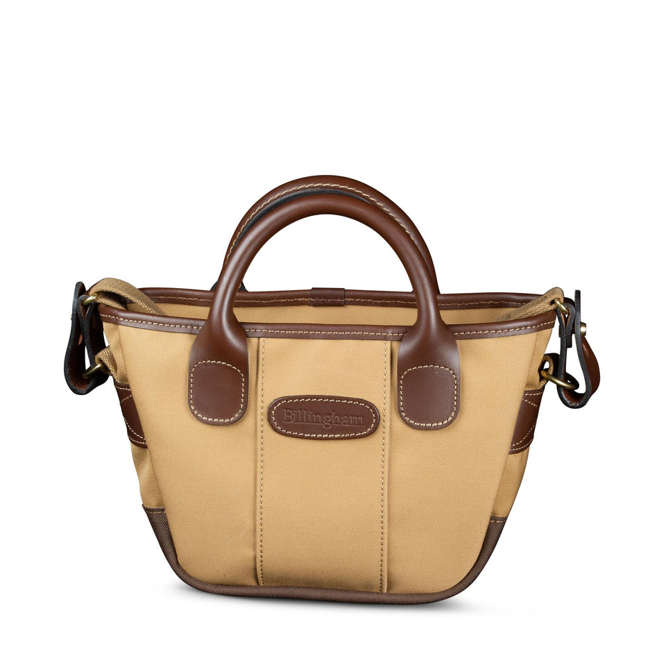 Billingham Dolly Grip Handbag - Khaki Canvas / Chocolate Leather-Totes Bags-Billingham