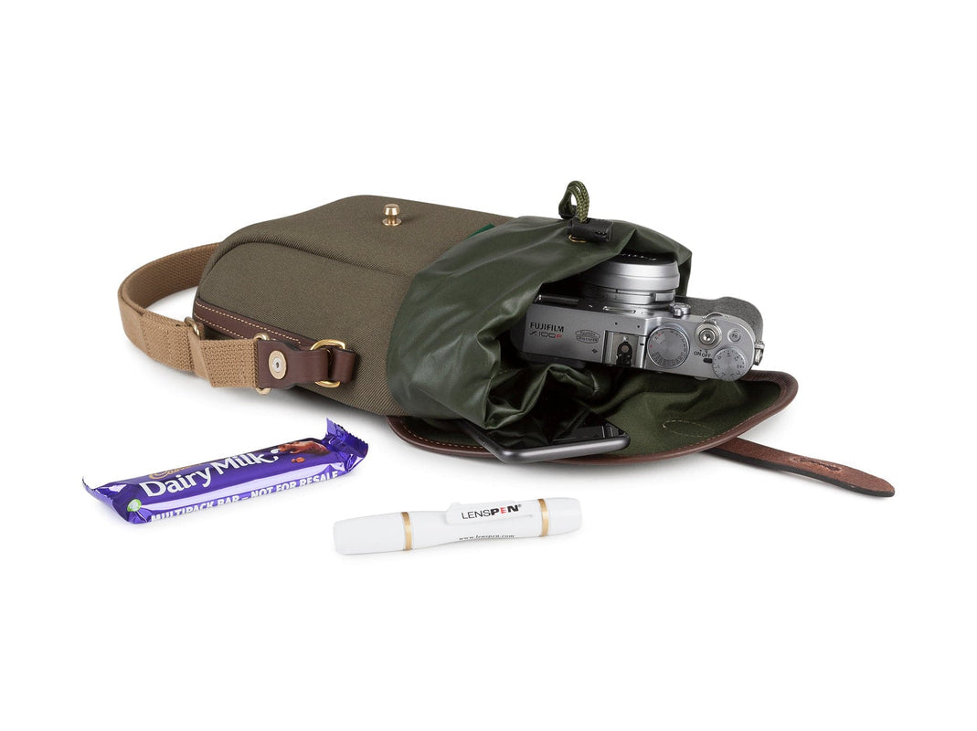 Billingham Galbin Binocular Case Size 10 - Sage FibreNyte / Chocolate Leather-Binocular Cases-Billingham