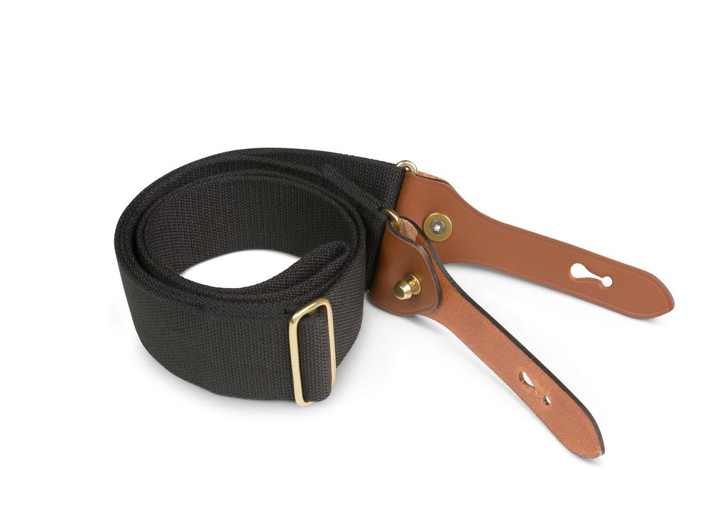 Billingham H1 Shoulder Sling 50mm - Black / Tan Leather (Brass Studs)-Camera Bag Accessories-Billingham