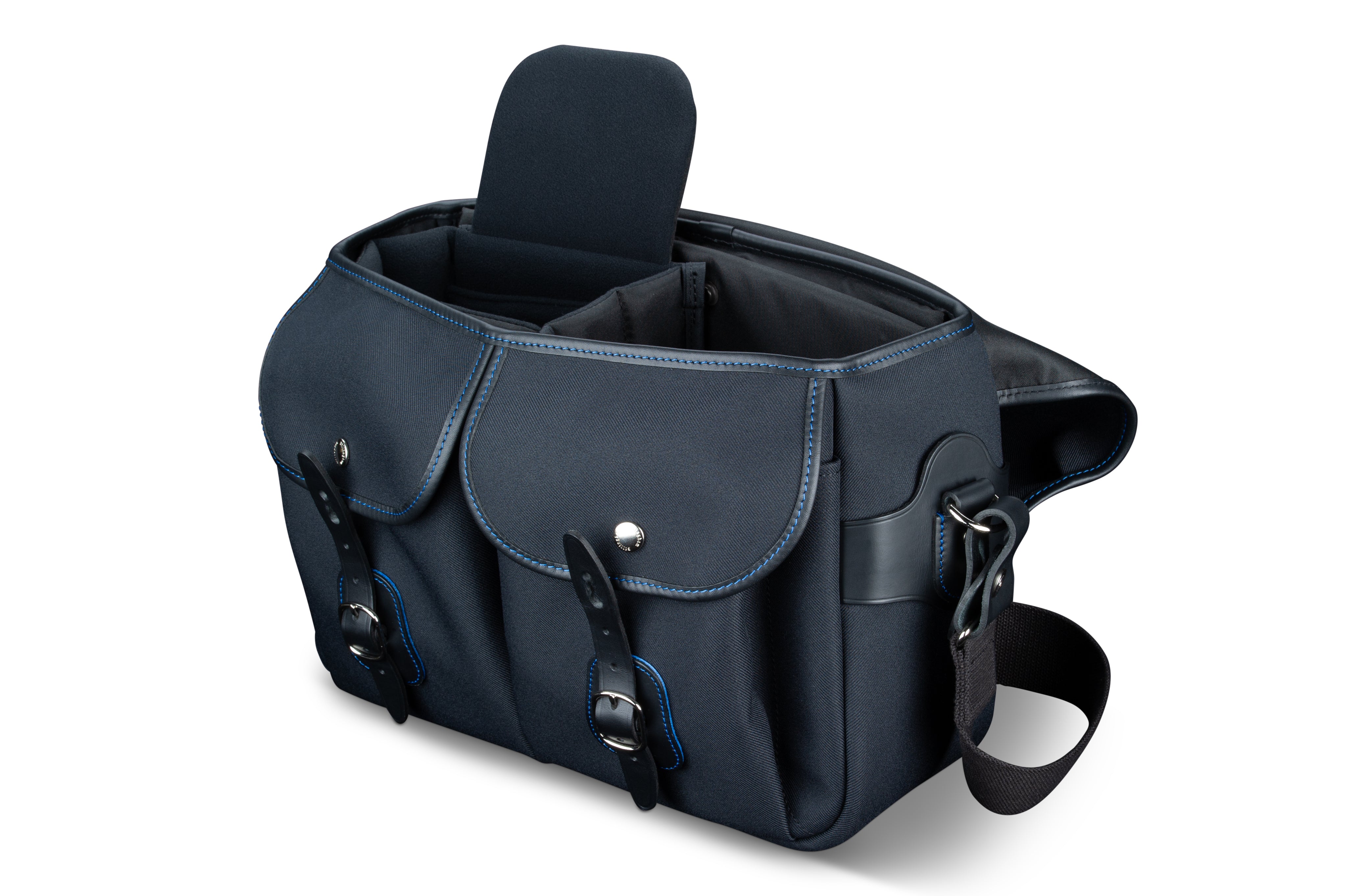 Billingham Hadley One Midnight Edition Camera Bag - Black FibreNyte / Black Leather / Blue Stitching inc SP20 Shoulder Pad-Camera Bags-Billingham