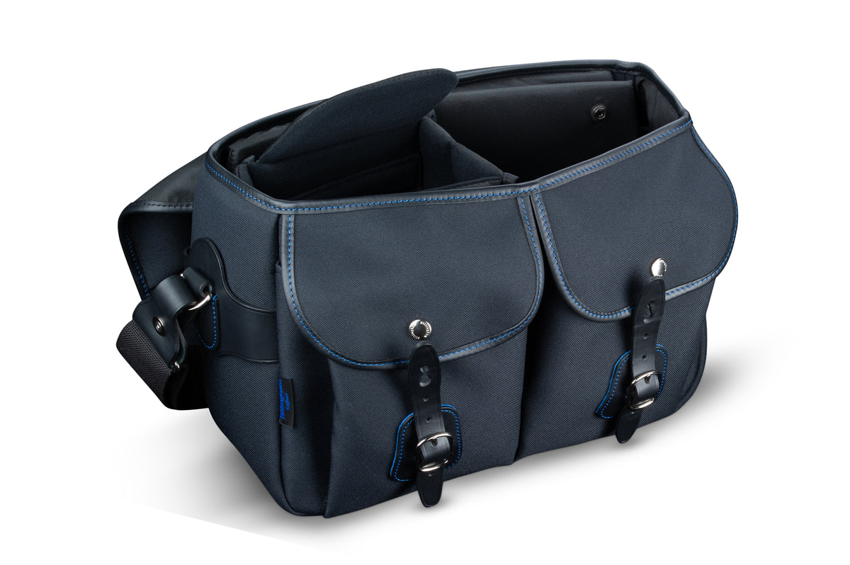 Billingham Hadley One Midnight Edition Camera Bag - Black FibreNyte / Black Leather / Blue Stitching inc SP20 Shoulder Pad-Camera Bags-Billingham