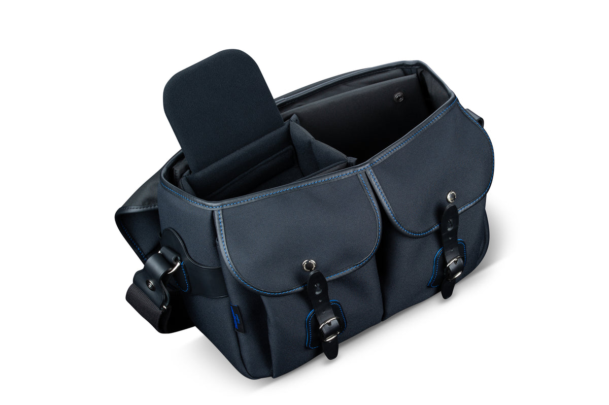 Billingham Hadley One Midnight Edition Camera Bag - Black FibreNyte / Black Leather / Blue Stitching inc SP20 Shoulder Pad-Camera Bags-Billingham