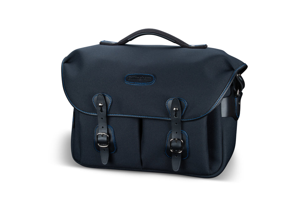 Billingham Hadley One Midnight Edition Camera Bag - Black FibreNyte / Black Leather / Blue Stitching inc SP20 Shoulder Pad-Camera Bags-Billingham