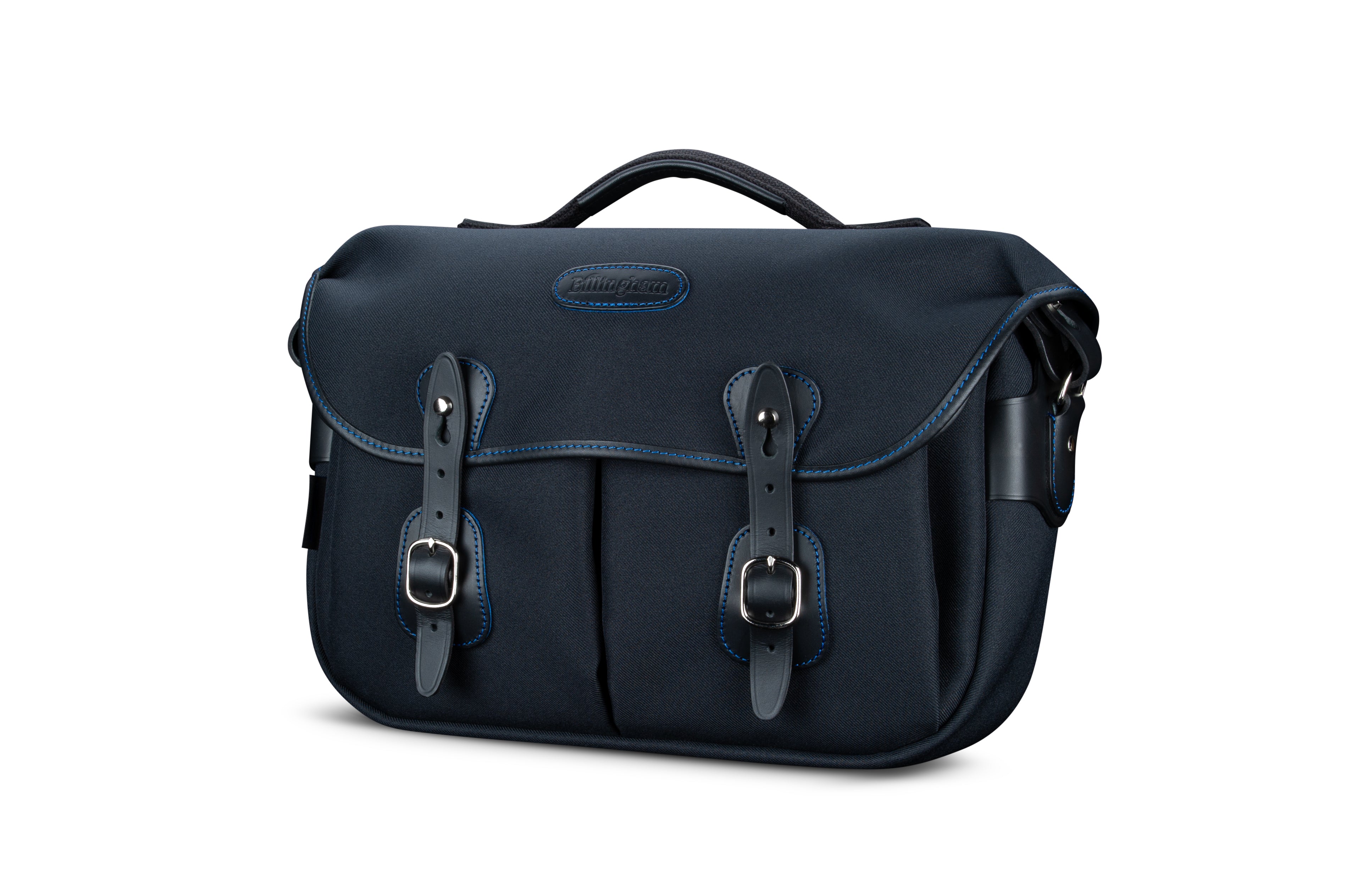 Billingham Hadley Pro 2020 Midnight Edition Camera Bag - Black FibreNyte / Black Leather / Blue Stitching inc SP15 Shoulder Pad-Camera Bags-Kudos Cameras