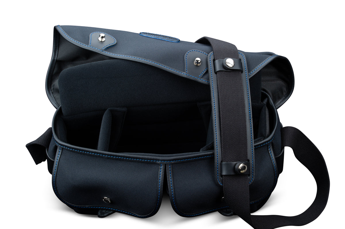 Billingham Hadley Pro Midnight Edition Camera Bag - Black FibreNyte / Black Leather / Blue Stitching inc SP15 Shoulder Pad-Camera Bags-Kudos Cameras