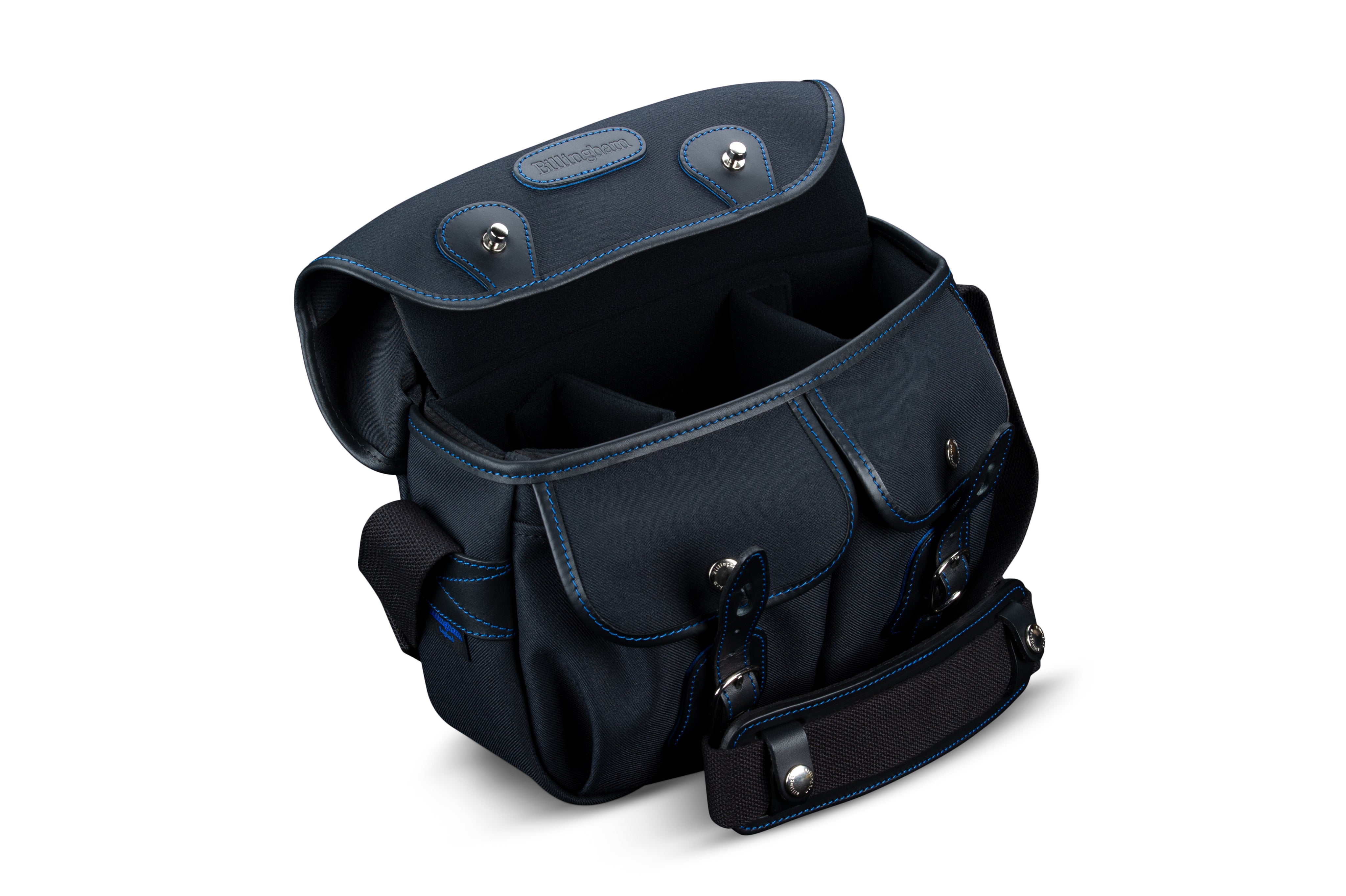 Billingham Hadley Small Midnight Edition Camera Bag - Black FibreNyte / Black Leather / Blue Stitching inc SP15 Shoulder Pad-Camera Bags-Kudos Cameras