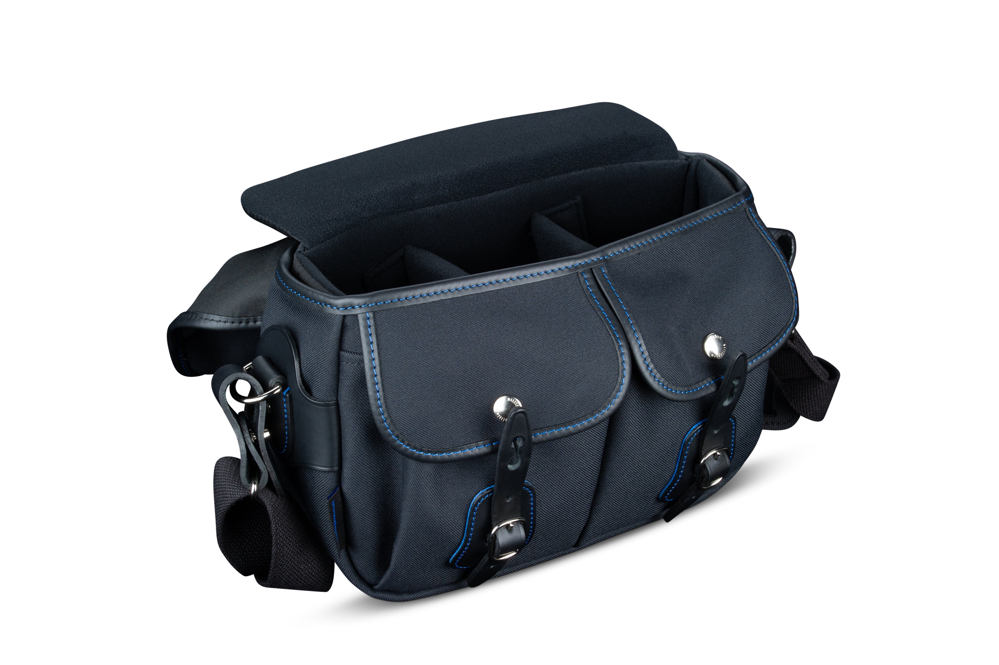 Billingham Hadley Small Pro Midnight Edition Camera Bag - Black FibreNyte / Black Leather / Blue Stitching inc SP15 Shoulder Pad-Camera Bags-Kudos Cameras