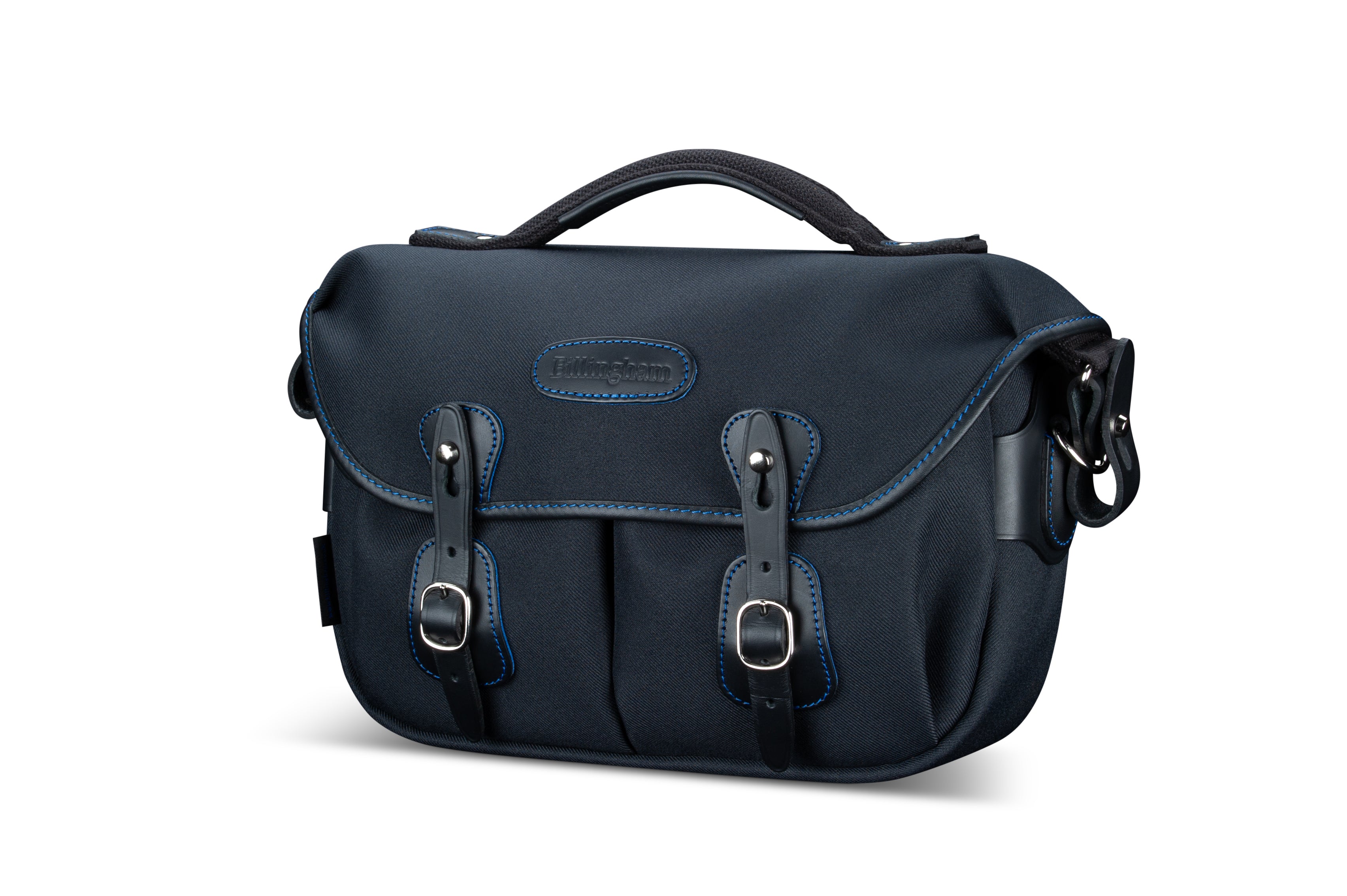 Billingham Hadley Small Pro Midnight Edition Camera Bag - Black FibreNyte / Black Leather / Blue Stitching inc SP15 Shoulder Pad-Camera Bags-Kudos Cameras