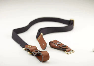 Billingham HP Shoulder Sling 38mm - Black / Tan Leather (Brass Studs)-Camera Bag Accessories-Kudos Cameras