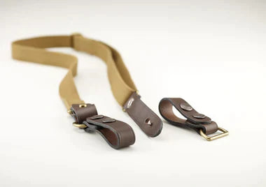 Billingham HP Shoulder Sling 38mm - Khaki / Chocolate Leather (Brass Studs)-Camera Bag Accessories-Kudos Cameras