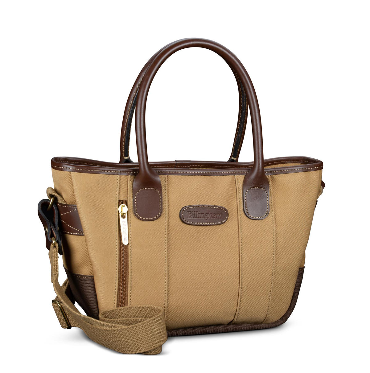 Billingham Key Grip Handbag - Khaki Canvas / Chocolate Leather-Totes Bags-Billingham