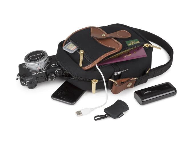 Billingham Pola Stowaway Camera Bag - Black Canvas / Tan Leather-Camera Bags-Kudos Cameras