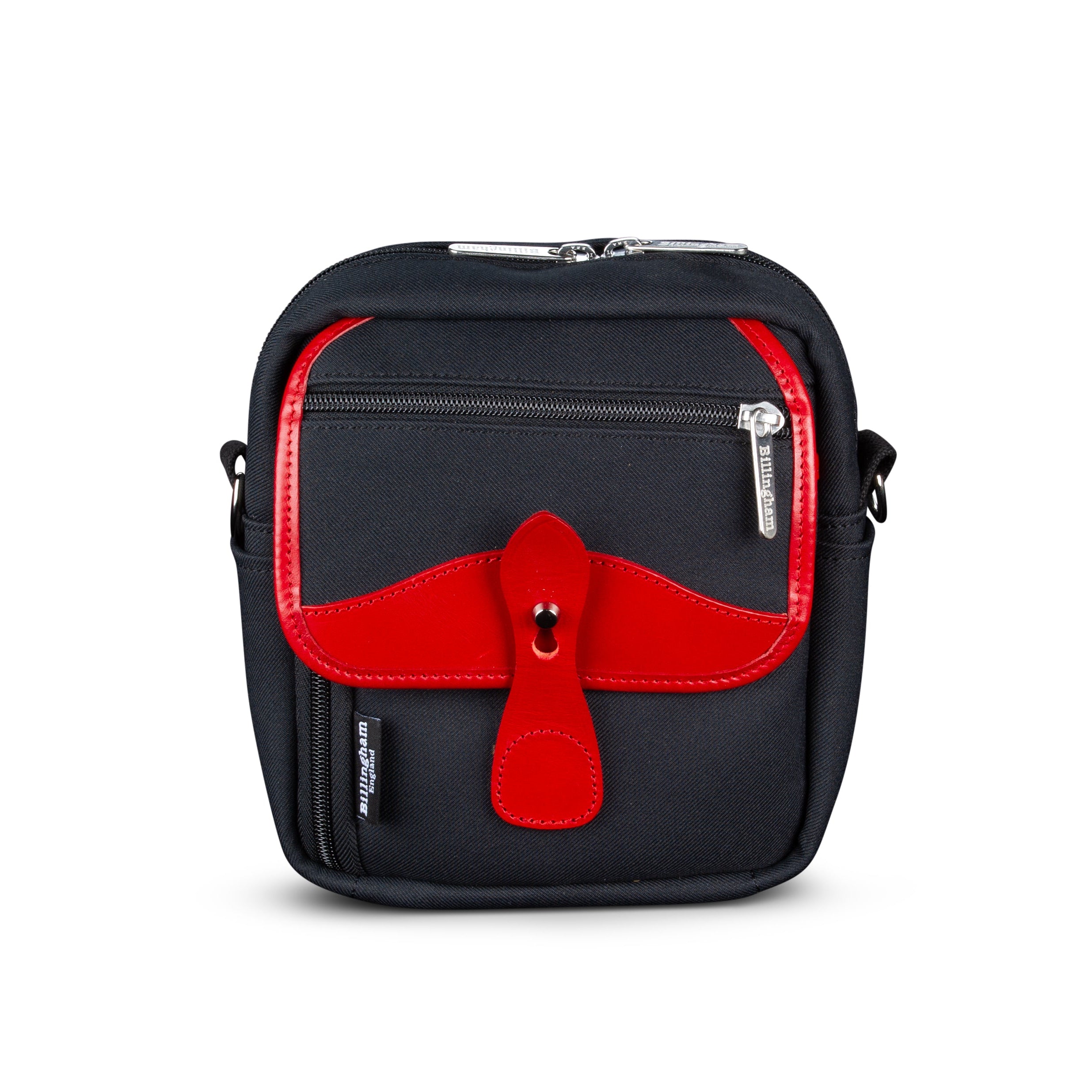 Billingham Pola Stowaway Camera Bag - Black FibreNyte / Red Leather-Camera Bags-Billingham