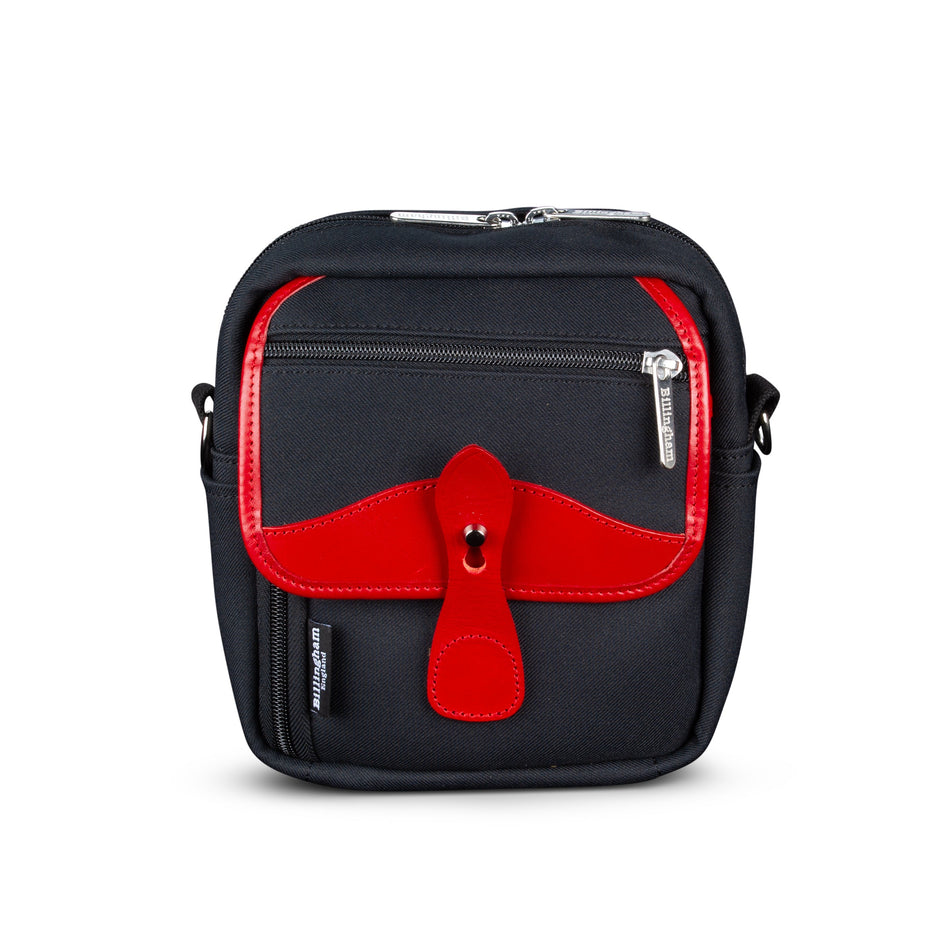 Billingham Pola Stowaway Camera Bag - Black FibreNyte / Red Leather-Camera Bags-Billingham