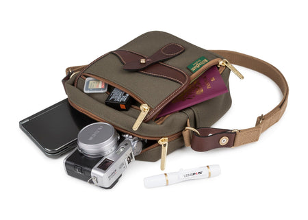Billingham Pola Stowaway Camera Bag - Sage FibreNyte / Chocolate Leather-Camera Bags-Kudos Cameras