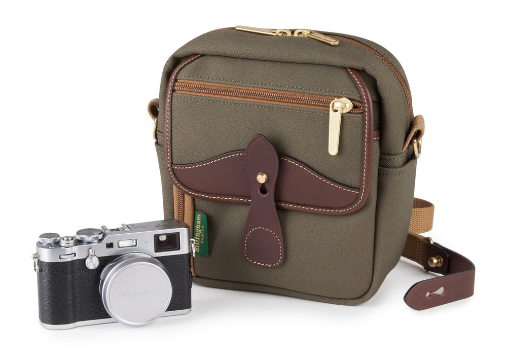 Billingham Pola Stowaway Camera Bag - Sage FibreNyte / Chocolate Leather-Camera Bags-Billingham