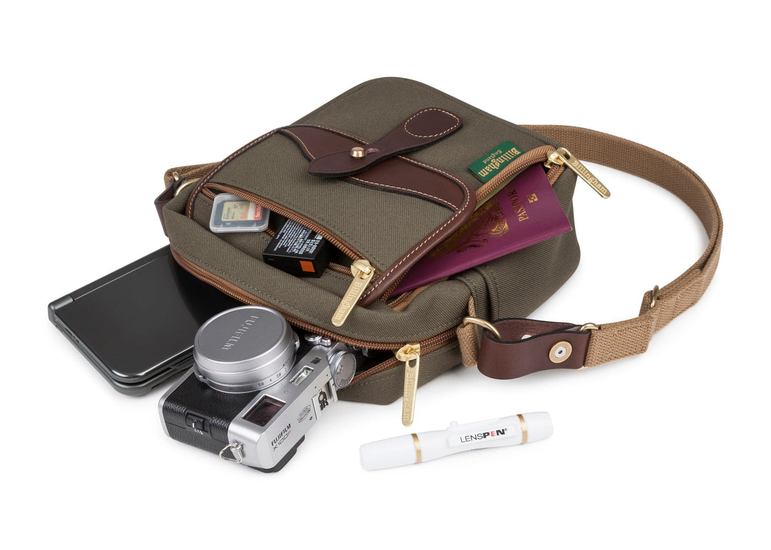 Billingham Pola Stowaway Camera Bag - Sage FibreNyte / Chocolate Leather-Camera Bags-Billingham