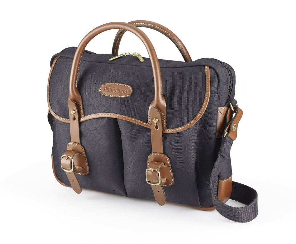 Billingham Thomas Briefcase & Laptop Bag - Black Canvas / Tan Leather-Travel Bags-Billingham