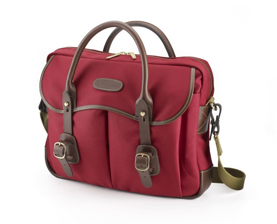 Billingham Thomas Briefcase & Laptop Bag - Burgundy Canvas / Chocolate Leather-Travel Bags-Billingham