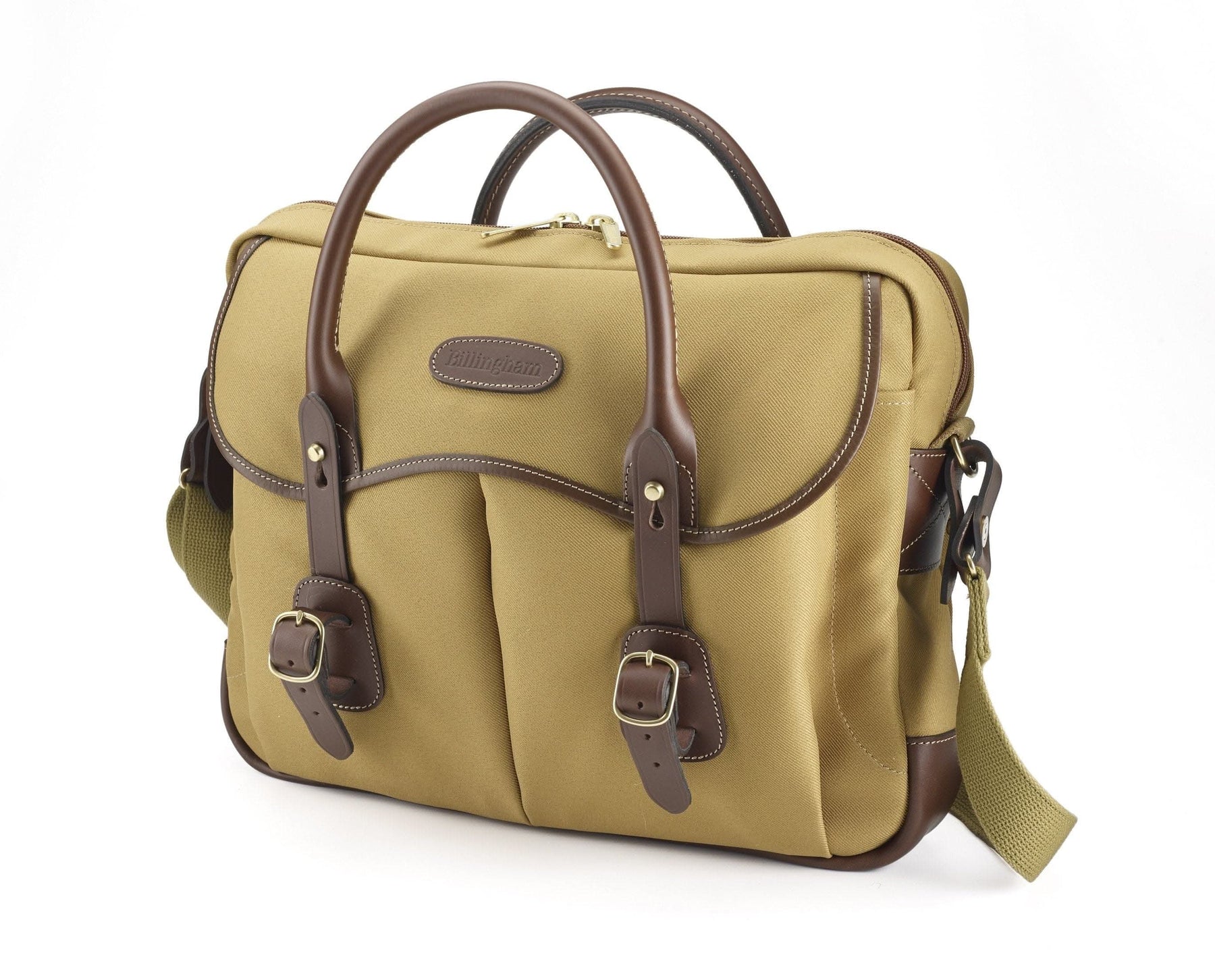 Billingham Thomas Briefcase & Laptop Bag - Khaki FibreNyte / Chocolate Leather-Travel Bags-Kudos Cameras