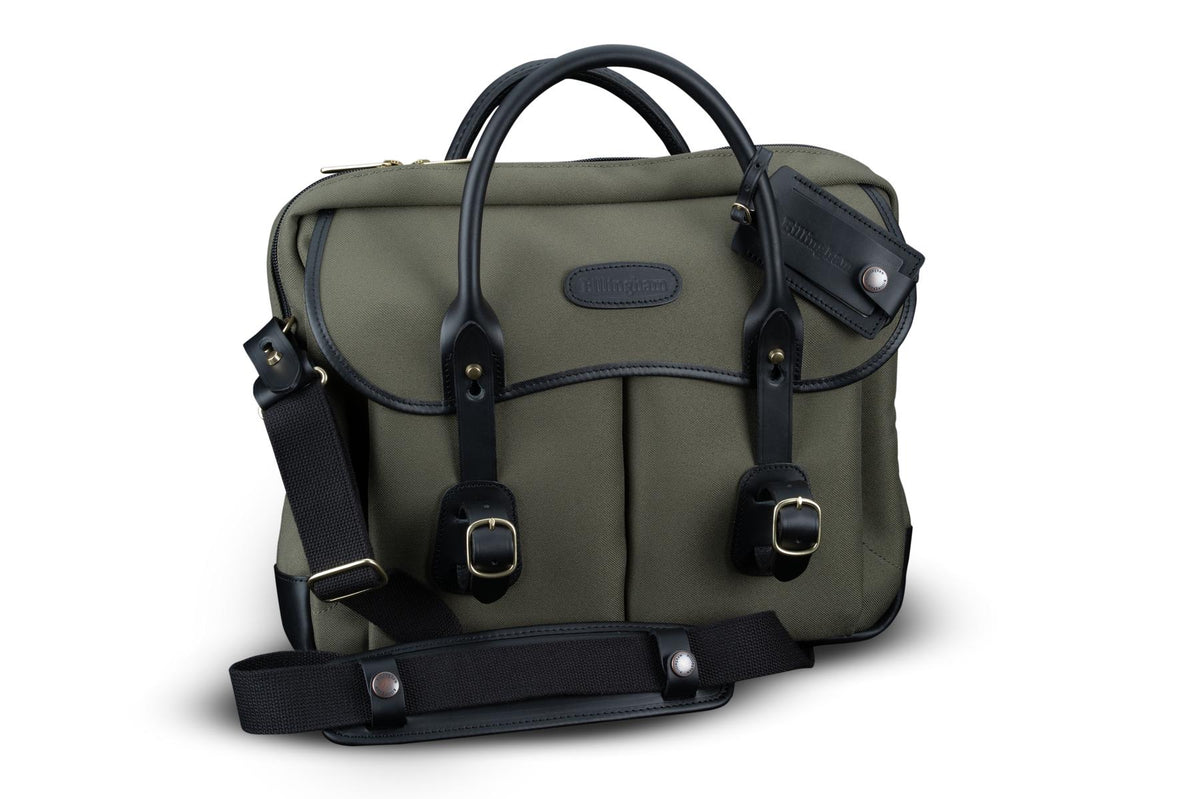 Billingham Thomas Briefcase & Laptop Bag - Sage FibreNyte / Black Leather-Travel Bags-Kudos Cameras