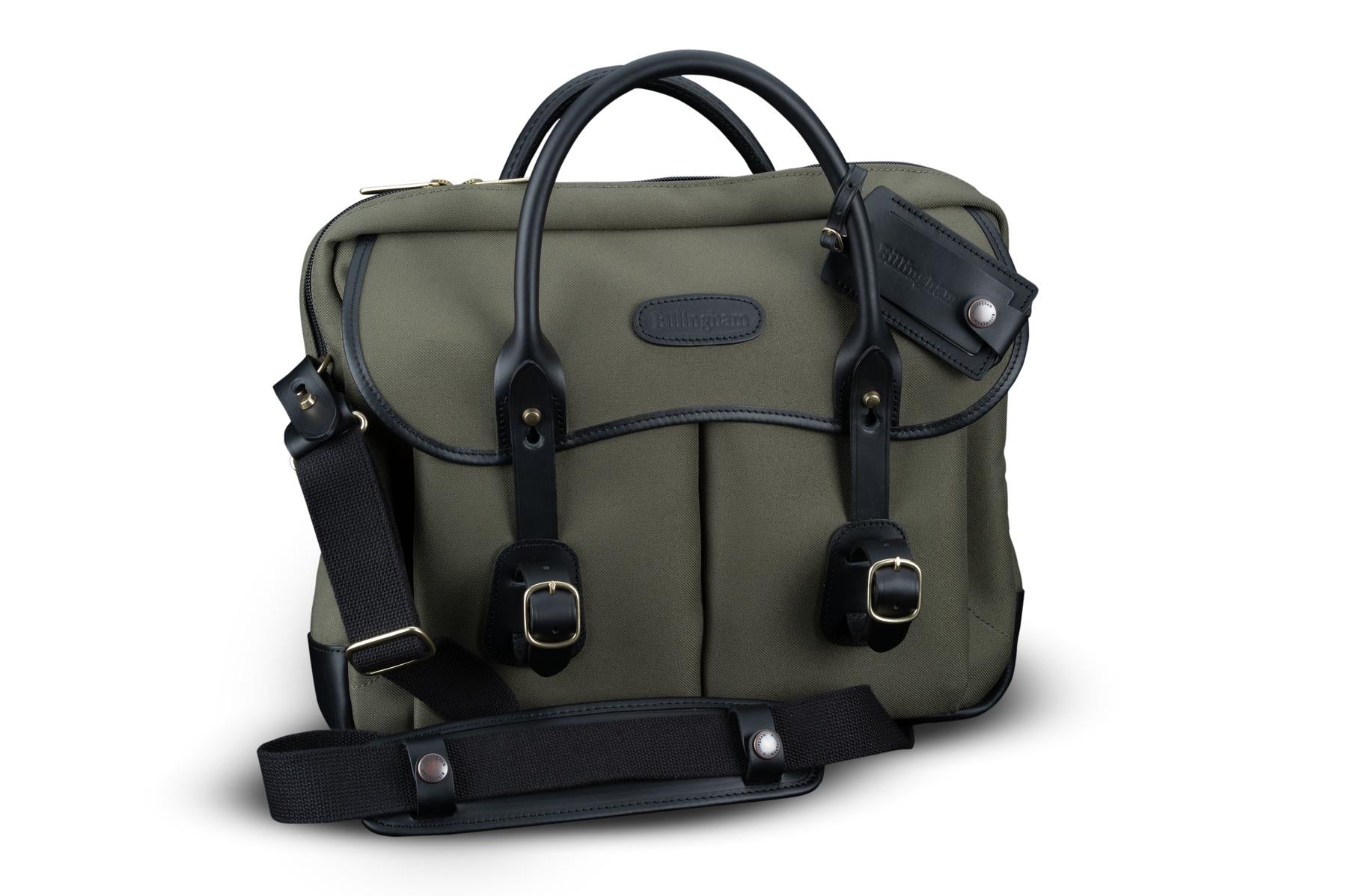 Billingham Thomas Briefcase & Laptop Bag - Sage FibreNyte / Black Leather-Travel Bags-Kudos Cameras