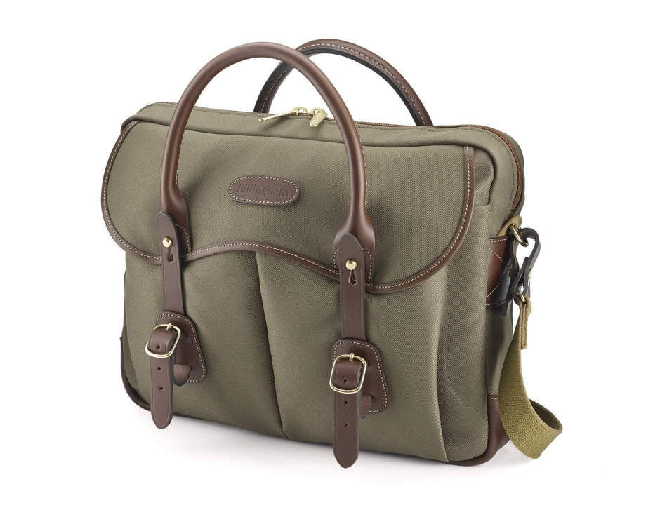 Billingham Thomas Briefcase & Laptop Bag - Sage FibreNyte / Chocolate Leather-Travel Bags-Billingham