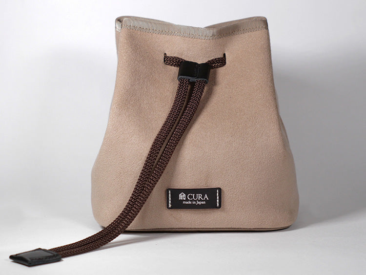 CURA CCPS-100BEG Beige Suede Camera/Lens Pouch