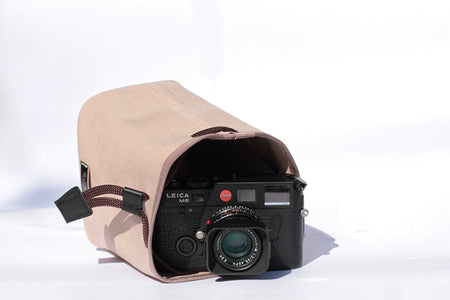 CURA CCPS-100 Suede Pochette Camera/Lens Pouch - Beige-Pouch-Kudos Cameras