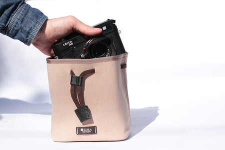 CURA CCPS-100 Suede Pochette Camera/Lens Pouch - Beige-Pouch-Kudos Cameras