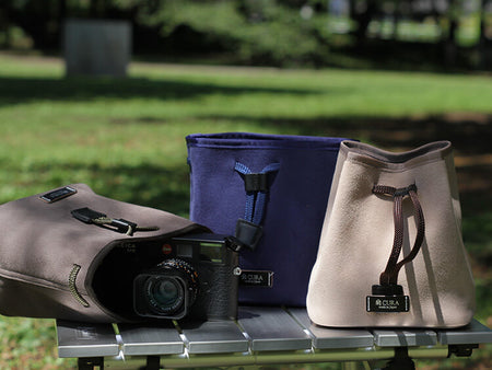 CURA CCPS-100 Suede Pochette Camera/Lens Pouch - Grey/Kahki-Pouch-Kudos Cameras