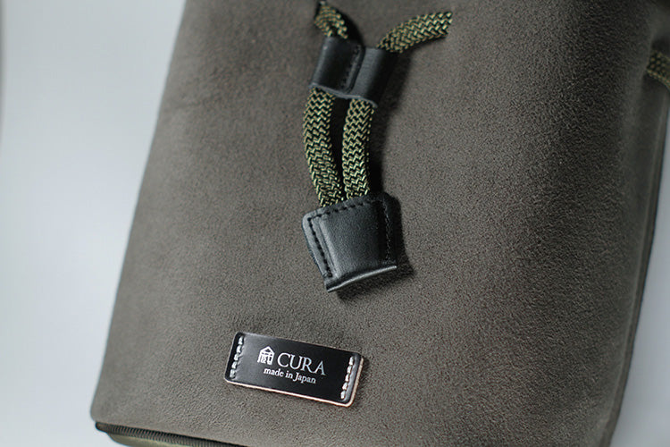 CURA CCPS-100 Suede Pochette Camera/Lens Pouch - Grey/Kahki-Pouch-Kudos Cameras