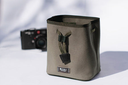 CURA CCPS-100 Suede Pochette Camera/Lens Pouch - Grey/Kahki-Pouch-Kudos Cameras