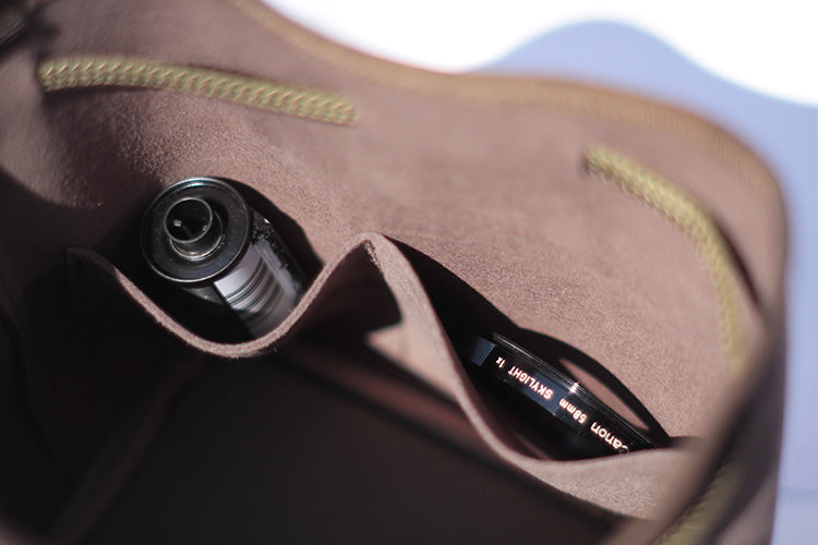 CURA CCPS-100 Suede Pochette Camera/Lens Pouch - Grey/Kahki-Pouch-Kudos Cameras