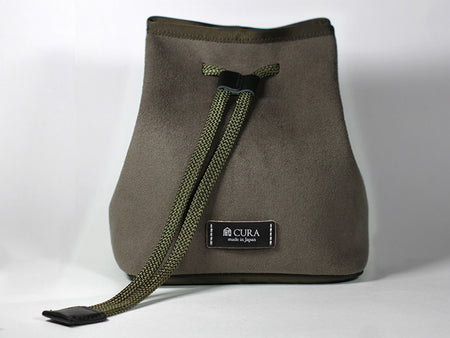 CURA CCPS-100 Suede Pochette Camera/Lens Pouch - Grey/Kahki-Pouch-Kudos Cameras