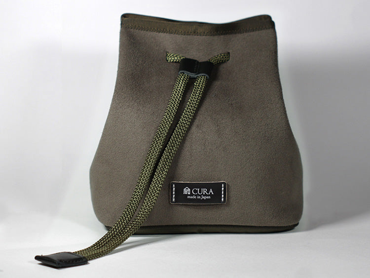 CURA CCPS-100 Suede Pochette Camera/Lens Pouch - Grey/Kahki-Pouch-Kudos Cameras