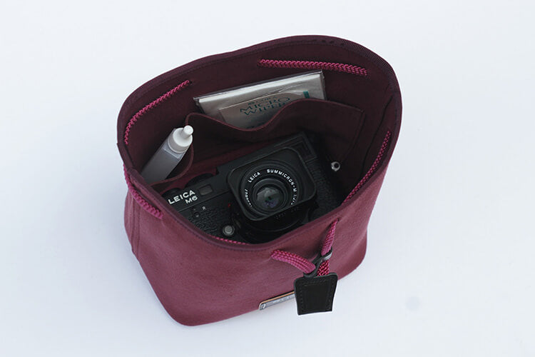 CURA CCPS-100 Suede Pochette Camera/Lens Pouch - Wine-Pouch-Kudos Cameras