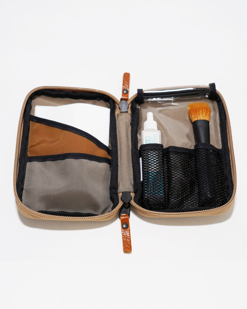 CURA CFCM-100BEG Mili-Cloth Cleaning Pouch Set Beige Kumano Brush + Lens Cleaner (15ml) + Micro Wiper (50 sheet)-Lens Cleaning Kit-CURA