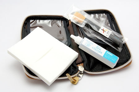 CURA CK-100 Cleaning Set Camel Leather Pouch - includes Kumano Brush + Lens Cleaner (15ml) + Micro Wiper (50 sheets) + Leather Pouch (Camel)-Lens Cleaning Kit-Kudos Cameras