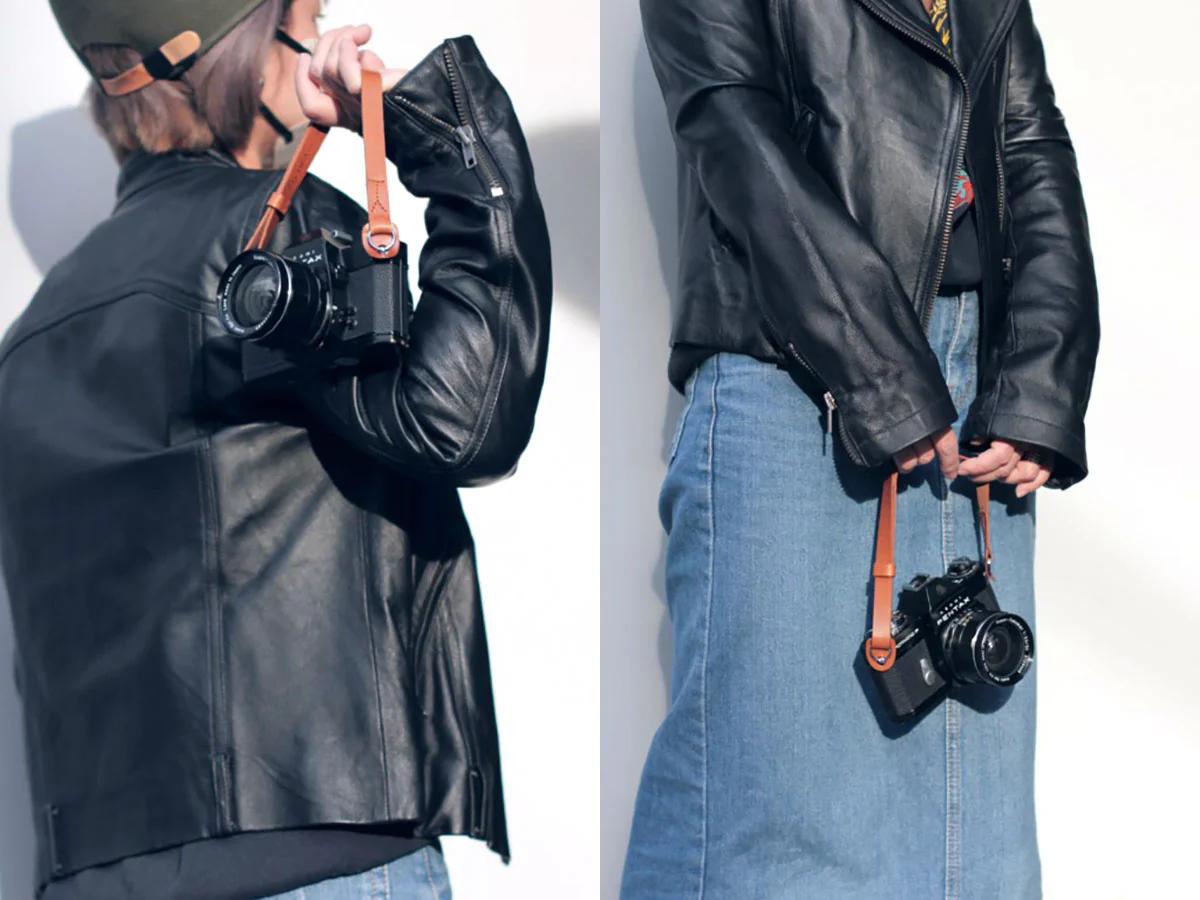 CURA SHSL-100 Leather Short Hold Carry Strap - Black-Camera Strap-CURA