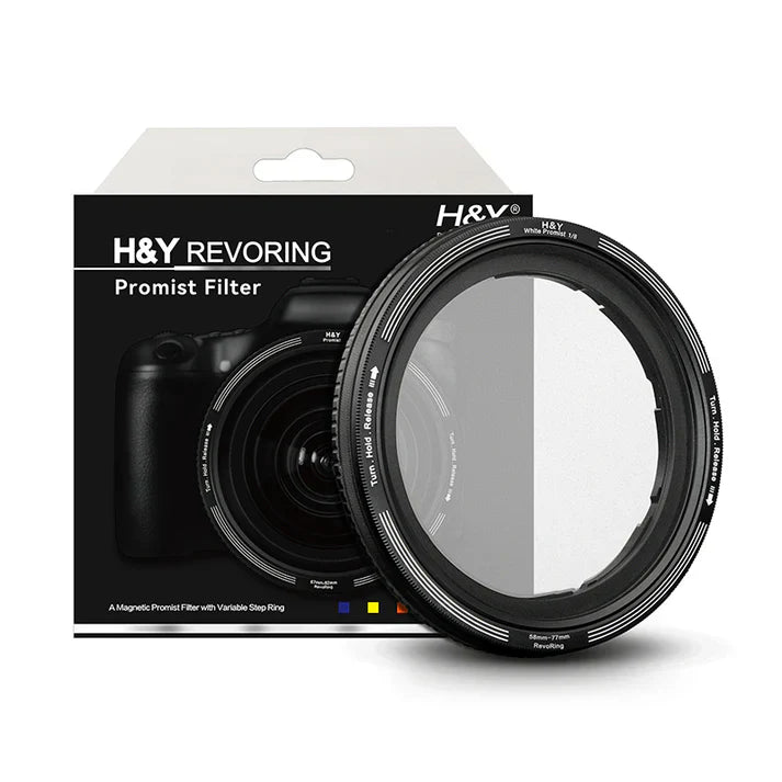 -H&Y Filters RevoRing White Promist (1/8) Filter (58-77mm)-Variable Lens Adapter Mist Filter-H&Y Filters