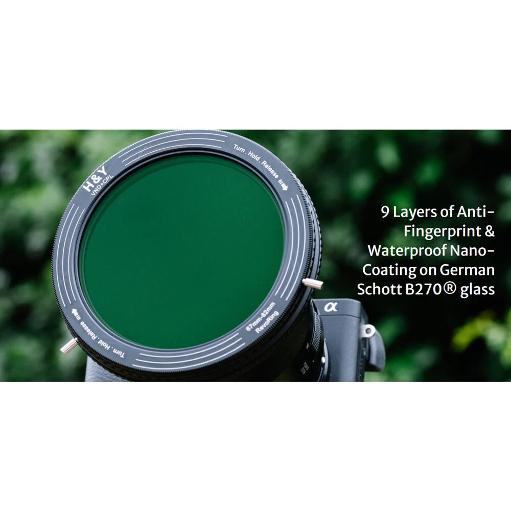 -H&Y Filters RevoRing Variable ND3-ND1000 & Circular Polarizer Filter (37-49mm)-Variable Lens Adapter VND+CPL Filter-H&Y Filters