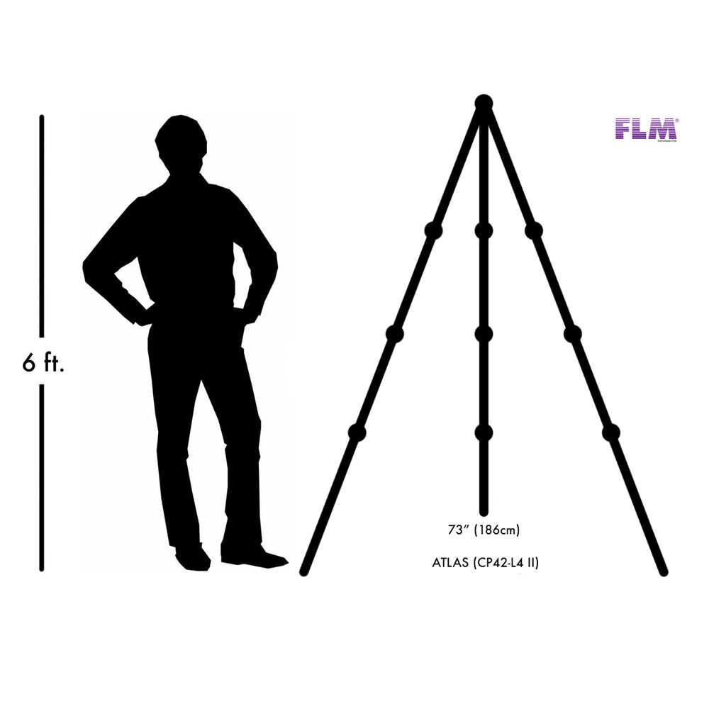 FLM ATLAS 42-L4 KIT 42mm 4 Section Carbon Fibre Tripod 64/184cm-Tripod Legs-FLM