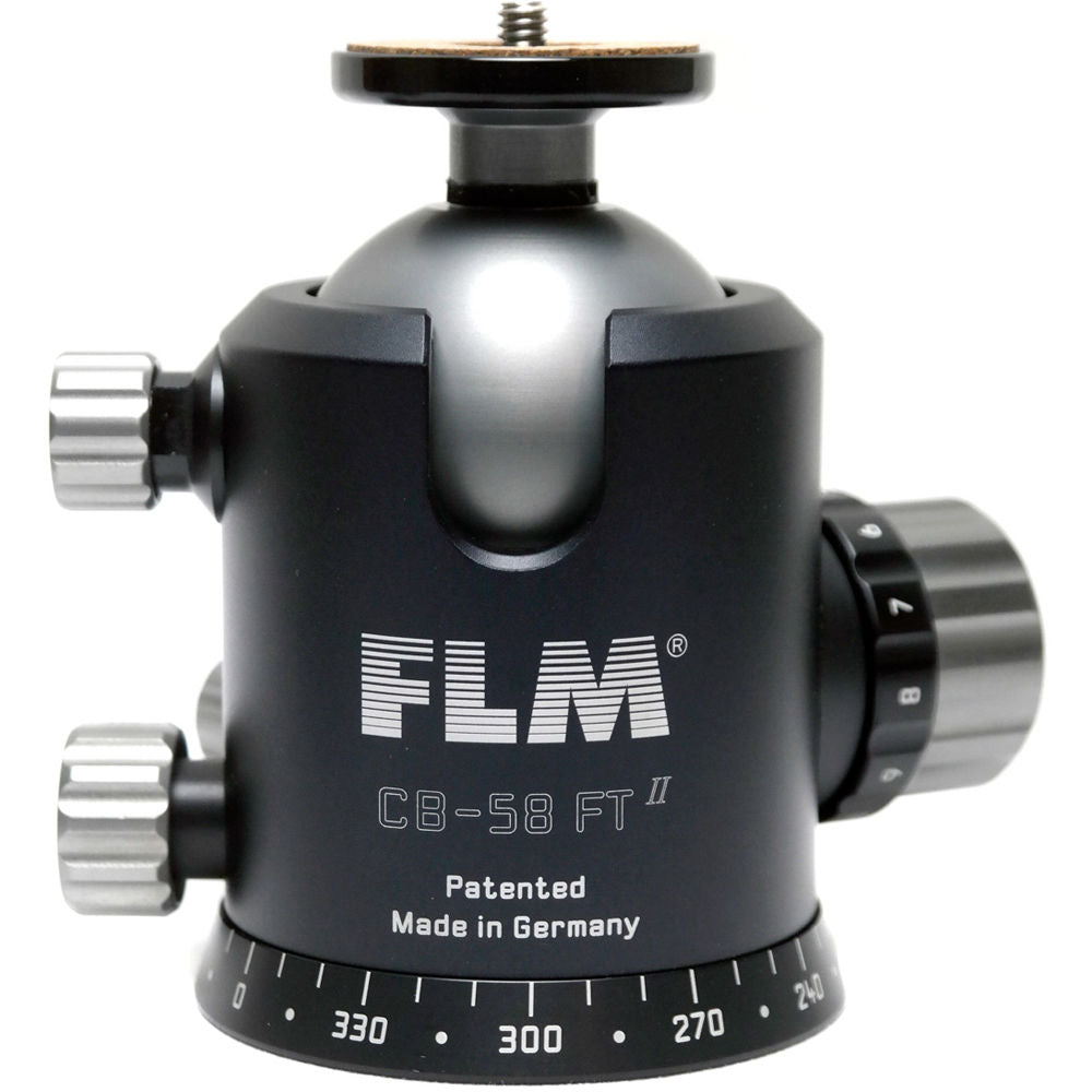 FLM CB-58FTR II Professional Ball Head 58mm with Friction Memory Lock 15 Deg. Stop Pan and Tilt Lock-Ball Heads-FLM