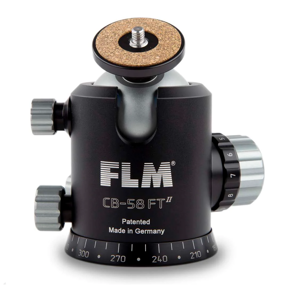 FLM CB-58FTR II Professional Ball Head 58mm with Friction Memory Lock 15 Deg. Stop Pan and Tilt Lock-Ball Heads-FLM