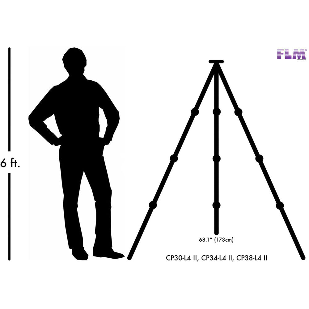 FLM CP34-L4 II Carbon Fibre Tripod 4 Section Pro tripod 12/173.5cm-Tripod Legs-Kudos Cameras