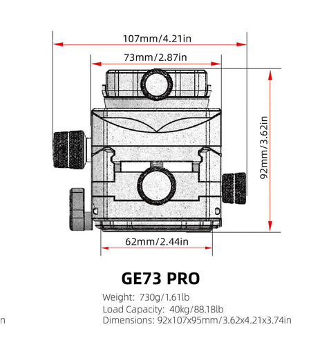 FLM GE73-L Pro Atlas Geared Head with Lever Clamp 62mm-Geard Heads-FLM
