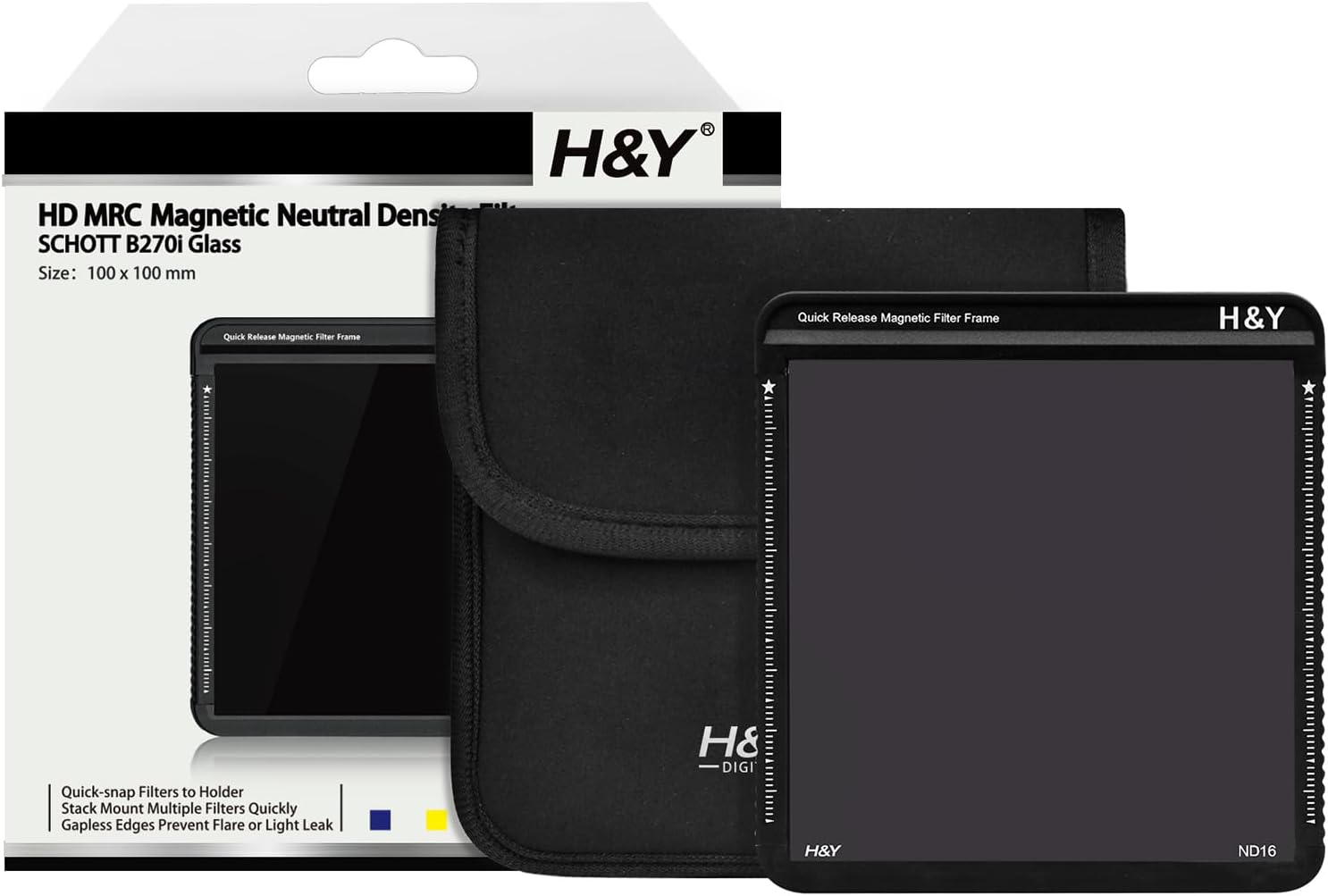 H&Y Filters 100x100mm K-Series ND16 (4-Stop) Filter w/Quick Release Magnetic Filter Frame-100x100 Filters-Kudos Cameras