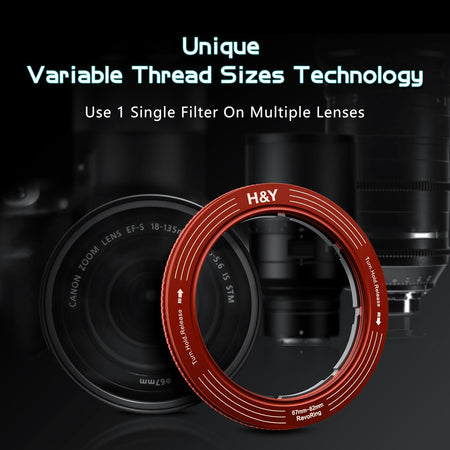 H&Y Filters 67-82mm Red RevoRing Variable Adapter for 82mm Filters-Variable Lens Adapter Rings-Kudos Cameras